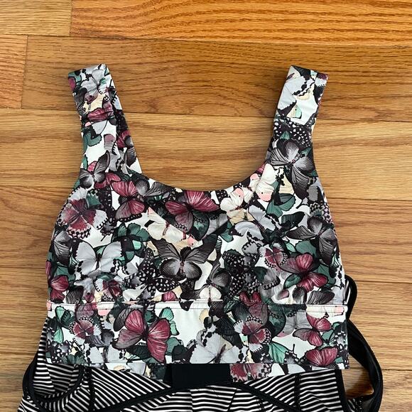 Lululemon Super Sport Tank Womens 4 Mini Pop Stripe Black Mink Berry Butterfly - Picture 3 of 8